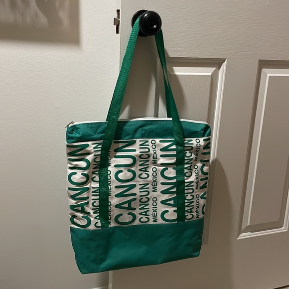 Teal tote with zippered closure - Picture 4 of 4